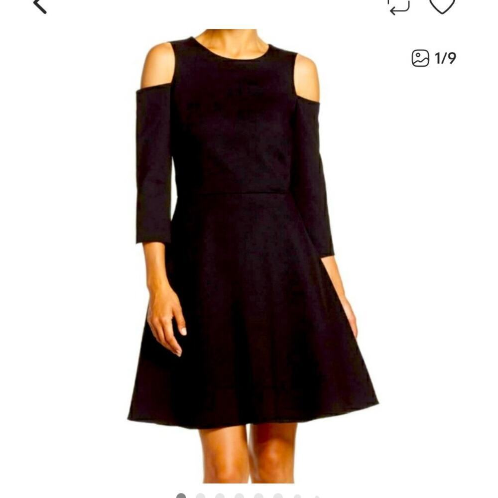 Eliza J Cold Shoulder Fit Flare Dress Black Size 6